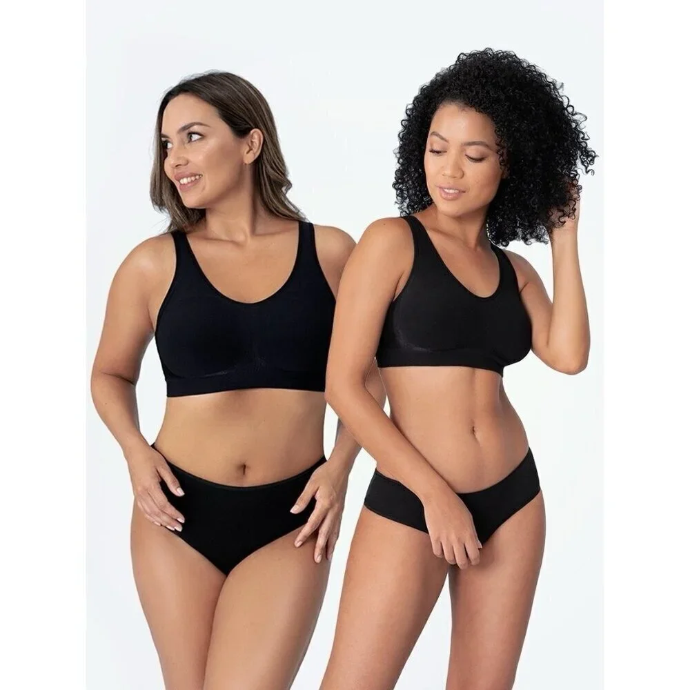 Truekind Womens Daily Comfort Wireless Shaper Bra Sz 4XL XXXXL Black 10022